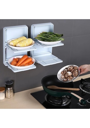 Pazly Bej Mutfak Geri Çekilebilir Sebze Rafı, Plastik Katlanabilir Bulaşık Tepsisi, Duvara Monte Depolama Rafı Bej