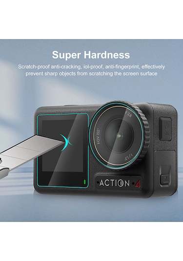 Djı Osmo Action 4 İçin Puluz 3'ü 1 Arada Ekran Temperli Cam Filmi