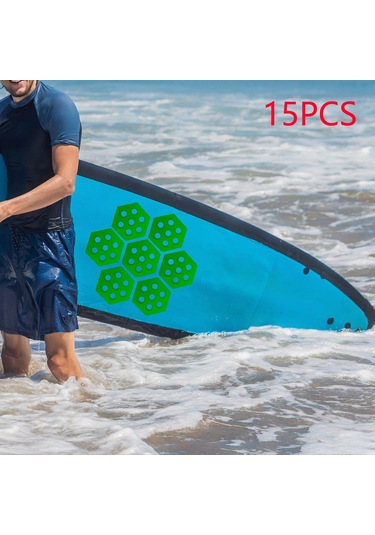 Suntek 15 Adet Altıgen Sörf Tahtası Çekiş Pedleri Yeşil