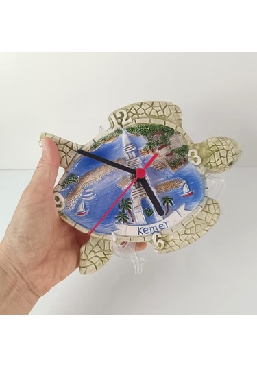 Saat Tabak Duvar Süsü Masa Saati Analoğ Kaplumbağa Seramik Dekor