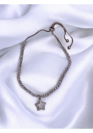 Yıldız Figürlü Asansörlü Silver Çelik Su Yolu Bileklik Gümüş