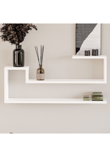 Ravi Dekoratif Duvar Rafı, Modern Kitaplık Ve Raf Ünitesi Beyaz