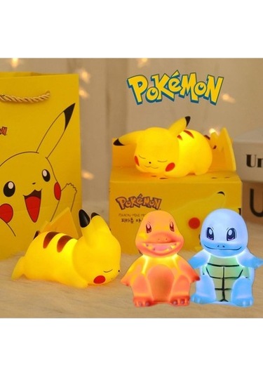 Agoodshop Pokemon Pikachu Gece Lambası Odası Dekorasyon Sevimli Karikatürler Modeli Yumuşak Işık Led Ayd 16renk Şarj Edilebilir