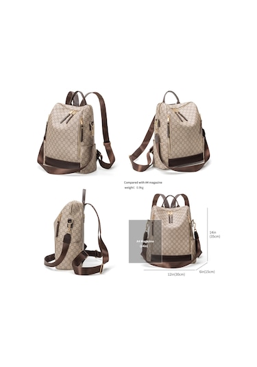 Arion G71 2'si 1 Arada Kadın Omuz ve Sırt Çantası Bej - Kahverengi