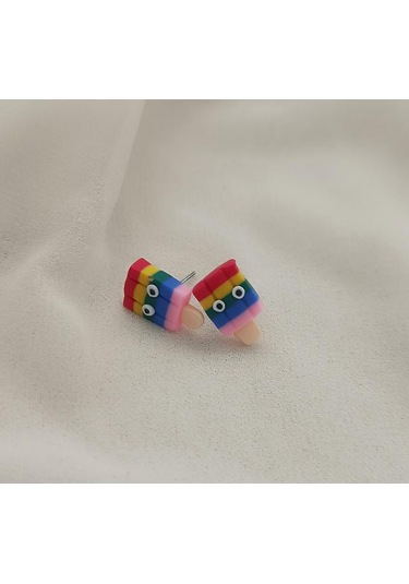 Küpe Kadın Kız Çocuk Küpesi Renkli Şık Göz Dondurma Renkli Takı Renkli