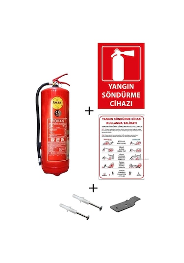Tüpaş Yangın Tüpü 6 KG + Kullanım Talimatı + Yangın Tüpü Levhası