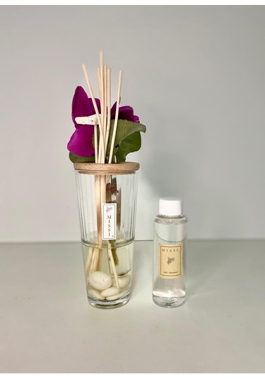 MASİF AHŞAP KAPAKLI DEKORLI FİTİLLİ CAM DARK AMBER ODA KOKUSU