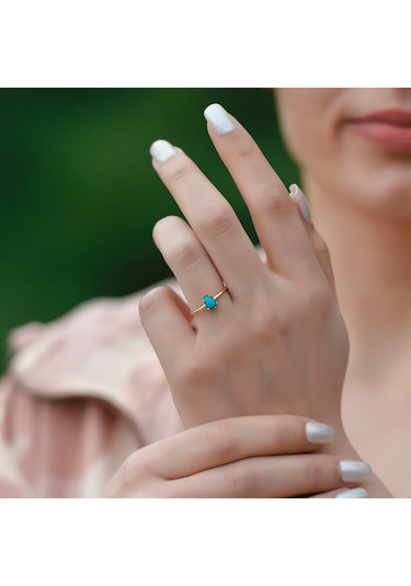 Kadın Damla Firuze Altın Yüzük