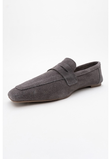 Luvishoes Luvi Shoes Morne Füme Süet Hakiki Deri Kadın Loafer Ayakkabı Füme