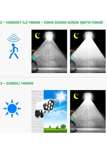 4 Adet Kamera Led Güneş Enerjili Hareket Sensörlü Solar Aydınlatm