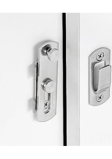 Fastbuy 4 Adet Gümüş Sürgülü Kapı Kilit Seti - 7x5 Cm - Kolay Montaj - Dolap, Banyo, Şarap Dolabı İçin Gümüş