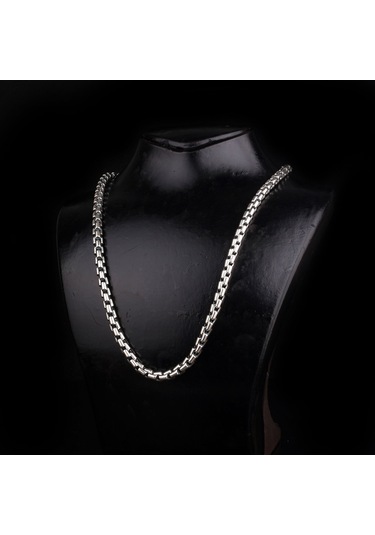 Tamamı 925 Ayar Gümüş El Örgü Model Halat Zincir Gri