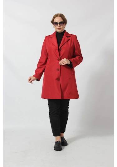 1670 Düğmeli Cep Detaylı Bondit Ceket Kırmızı