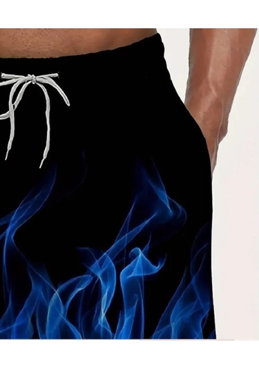 3d Alev Baskılı Erkek Mayo M Mavi