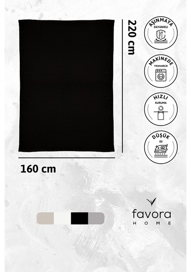Nayra Keten Masa Örtüsü 160x220 - Siyah Siyah