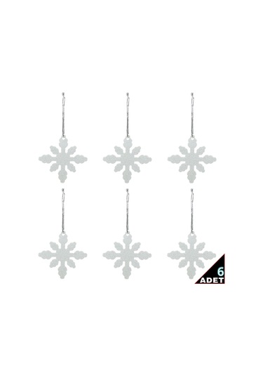 Yılbaşı Ağaç Süsü. 7Cm Simli Kar Tanesi - 6 Adet