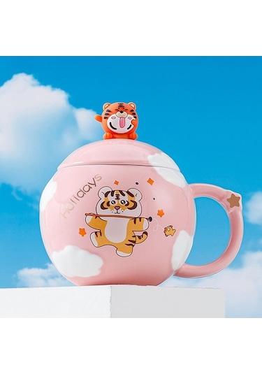 Createtech Homyl Pembe Pembe Kahve Kupa Bardaklar, Kahvaltı Suyu Süt Pembe