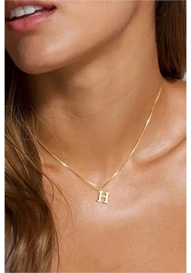 Azuris Silver 925k Gümüş Gurmet Zincir H Harfi Harfli Kolye
