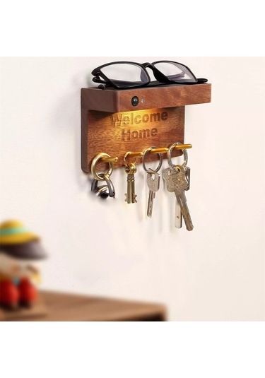 Geeksen Ahşap Anahtar Tutucu, Hareket Sensörlü Led Gece Lambası, Manyetik Ve Şarj Edilebilir, 0.4w, Kahverengi Kahverengi