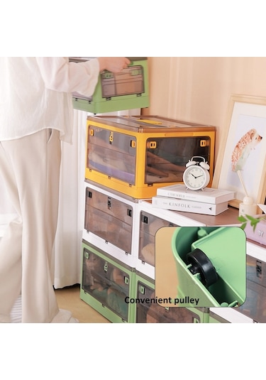 Sones Katlanabilir Plastik Saklama Kutusu Tekerlekli İstiflenebilir Depolama Düzenleyici 37 X 26,5 X 22 Cm, Renk: Sarı