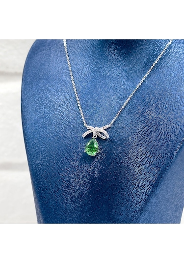 Damla Zümrüt Papyon Gümüş Kolye Gümüş