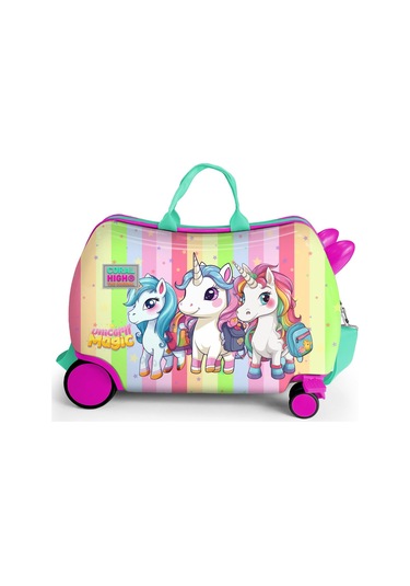 Coral High Kids Renkli Unicorn Desenli Otur-çek Çocuk Valizi 16355 Çok Renkli