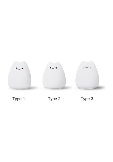 Konesam Kedi Desenli Silikon Gece Lambası - Led Renk Değiştirme Ve Sabit Renk Özelliği, 3aaa Pil İle Çalışır, Oda Dekoru Ve Hediye Diğer