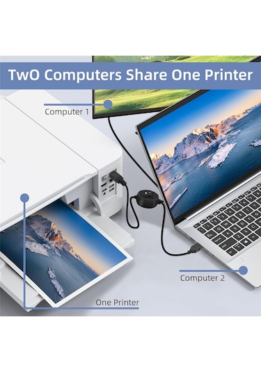 Leasetake 2'si 1 Arada Yazıcı Kablosu Usb A'dan B'ye Erkekten Erkeğe Yazıcı Kablosu Hp Canon Samsung Yazıcı Ayırıcı İki Bilgisayar İçin B