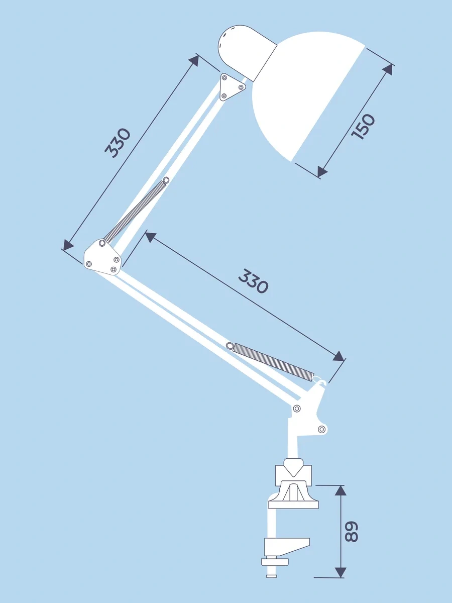 Homsly Kelepçeli Masa Lambası, E27, Mat Beyaz 262262058 Beyaz