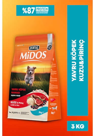 Midos Kuzu Ve Pirinçli Yavru Köpek Maması Büyüme 3 KG
