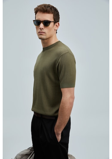 Lufian Spear Erkek Pamuklu Kazak Yeşil Yeşil 111090097100600 Yeşil