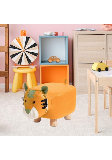 Suntek Magideal Ahşap Osmanlı Tabure Oturma Odası Yaratıcı Turuncu