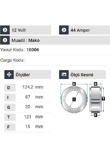 Nursan 110012 Statör 12v 44a Mako Tip 3 Uçlu Em