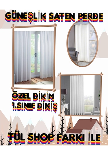 Kaliteli Güneşlik Saten Fransız Camlar Balkon Camları İçin Saten (381977673) Kırık Beyaz