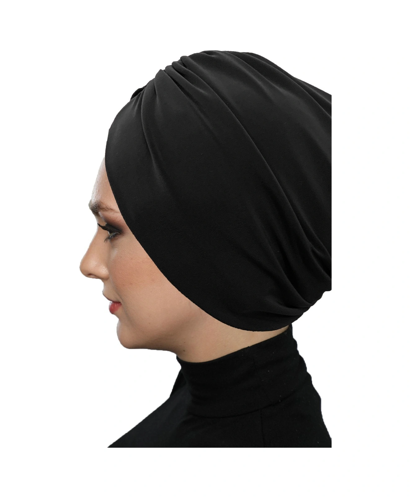 Büzme Çift Taraflı Siyah Hazır Türban Tesettür Havuz Bonesi Siyah