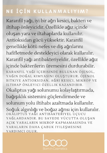 Boco Born In Cosmetics Karanfil + Okaliptus %100 Saf Uçucu Yağı 2 x 10 ML
