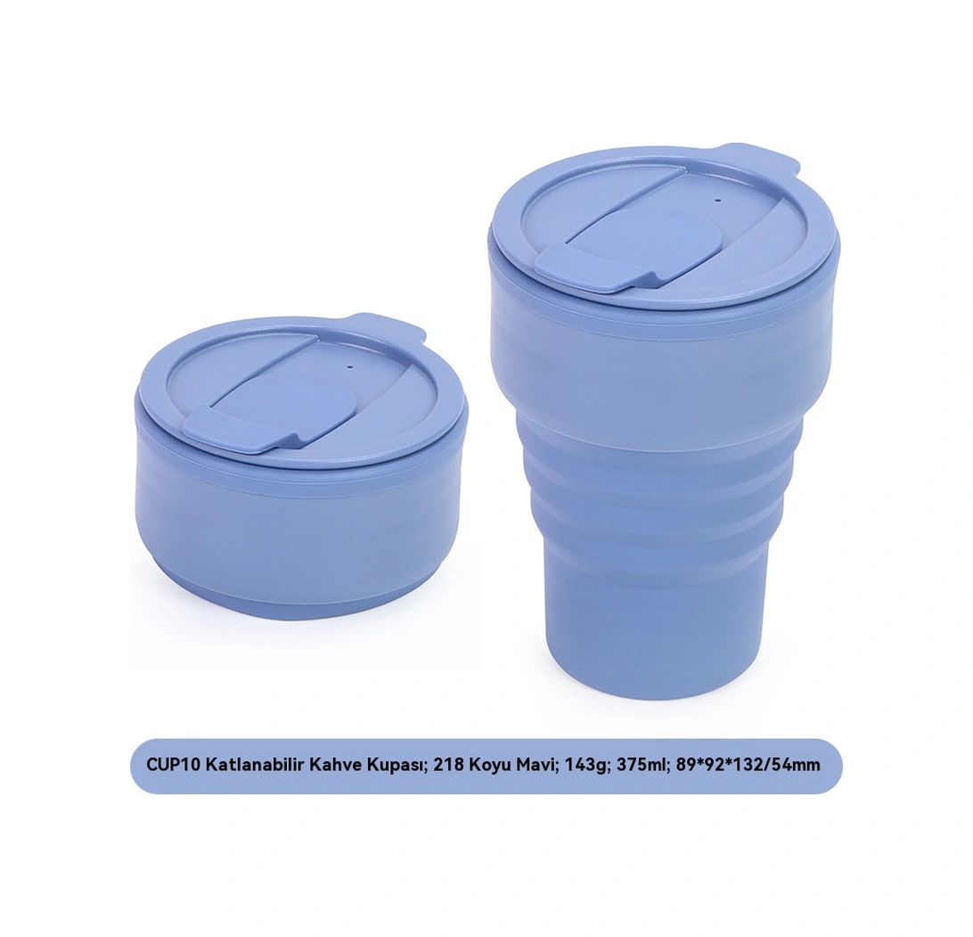 Amerikan Kahve Fincanı Taşınabilir Açık Hava Seyahat Kupası Katlanabilir Çevre Dostu Silikon Su Bardağı Katlanabilir Su Bardağı Mavi