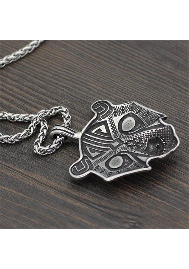 Antik Gümüş & Yeşil Titanyum Çelik Ayı Kafa Kolye Kolye Moda Aksesuarları Erkek Kazak Kolye Metal Chain Çok Renkli