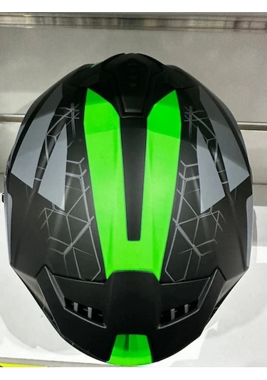 Sway Sw-865 Motosiklet Kaskı Yeşil Gri Siyah