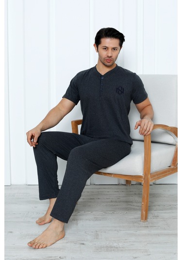 Yüksek Kaliteli Pamuk Penye: Erkekler İçin Mevsimlik 3 Parça Kısa Kollu Pijama Takımı Babalar Günü Hediyesi Füme Yüksek Kaliteli Pamuk Penye: Erkekler İçin Mevsimlik 3 Parça Kısa Kollu Pijama Takımı Babalar Günü Hediyesi Füme