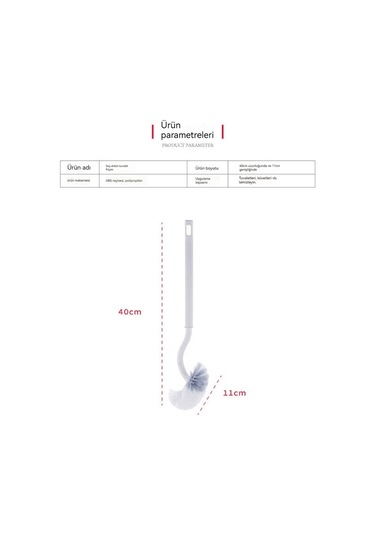 Luckystar1 Eternal Luck Uzun Saplı Japon Tuvalet Düzeni Yumuşak Kıllı Plastik - Gri
