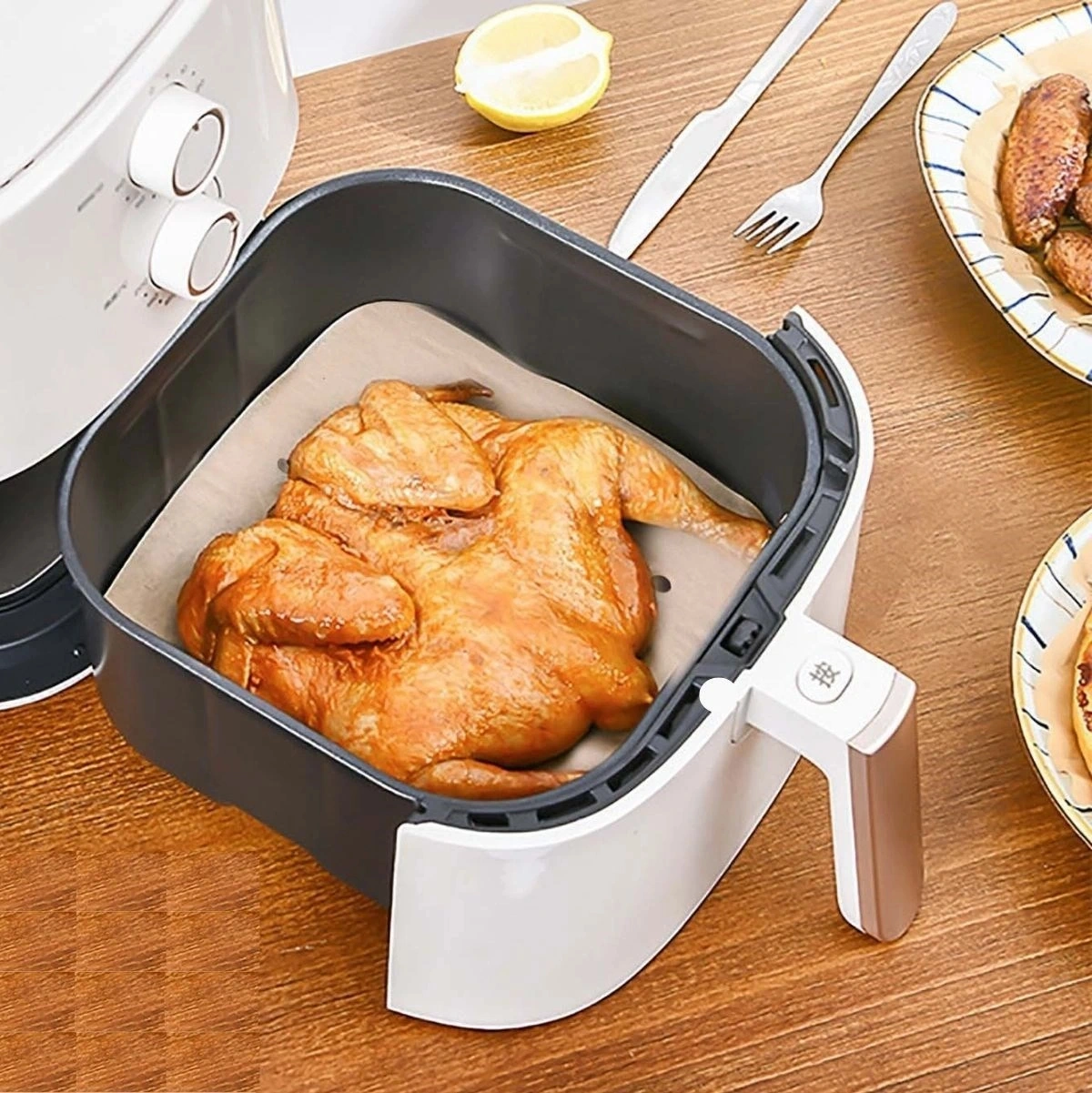 150 Adet Air Fryer Pişirme Kağıdı Tek Kullanımlık Hava Fritöz Yağ Geçirmez Yapışmaz Gıda Pişirme Kağ
