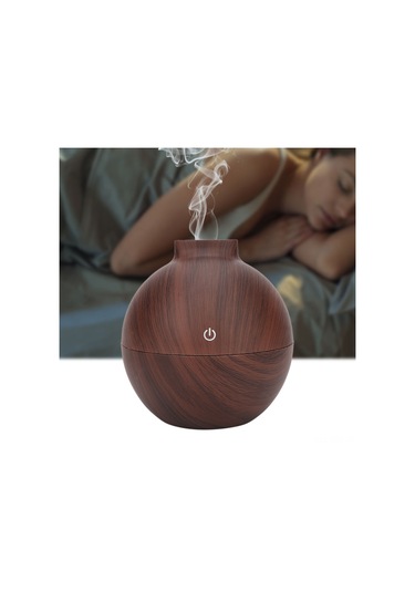 Springsun Ev Ve Ofis İçin 130ml Usb Nemlendirici, 7 Renkli Led Işığı, Sessiz Çalışma, Kuru Yakma Koruması, Derin Ahşap Desenli