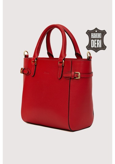 Hakiki Deri Kadın El Çantası Kırmızı Smr7922 Kırmızı