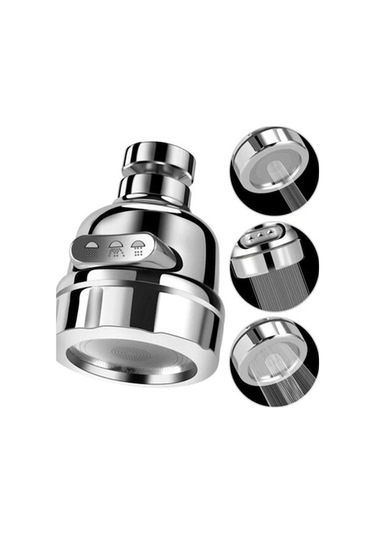 Çankaya Krom 3 Fonksiyonlu Mutfak Lavabo Başlığı 360 Derece Döner Musluk Ucu Kireç Tutmaz 1 Adet Krom