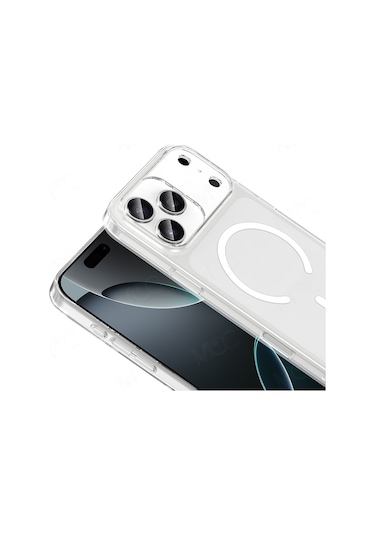 İphone 17 Pro Kılıf M-safe Şarj Özellikli Şeffaf Kamera Çerçeveli Porto Kılıf Şeffaf