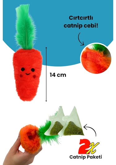 Miyav Çılgın Manav- 4 Adet Peluş Kedi Oyuncak Seti 8 Adet Catnip