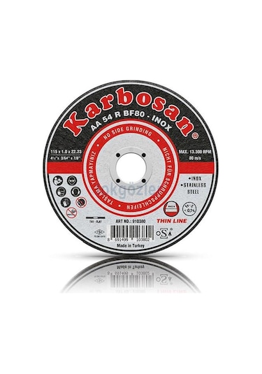 Karbosan 910380 Inox Paslanmaz Çelik İnce Kesme Diski 115x1.0x22.23 AA54RBF80