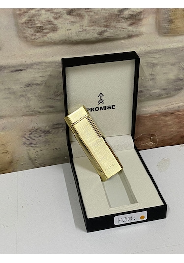 Promise Marka Sarı Gold Renk Gazlı İnce Kişiye Özel Çakmak