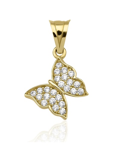 Fiyonk Kuyumculuk 14 Ayar Altın Kelebek Kolye Ucu 001